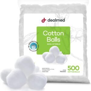 Dealmed Cotton Balls for Face, Makeup & Nail Polish Remover, Medical Uses, & DIY Crafts | Non-Sterile Bulk Pack | Resealable Zip-Locked Bag | 100% Pure Cotton – Soft, Absorbent, Gentle (500 per Bag)